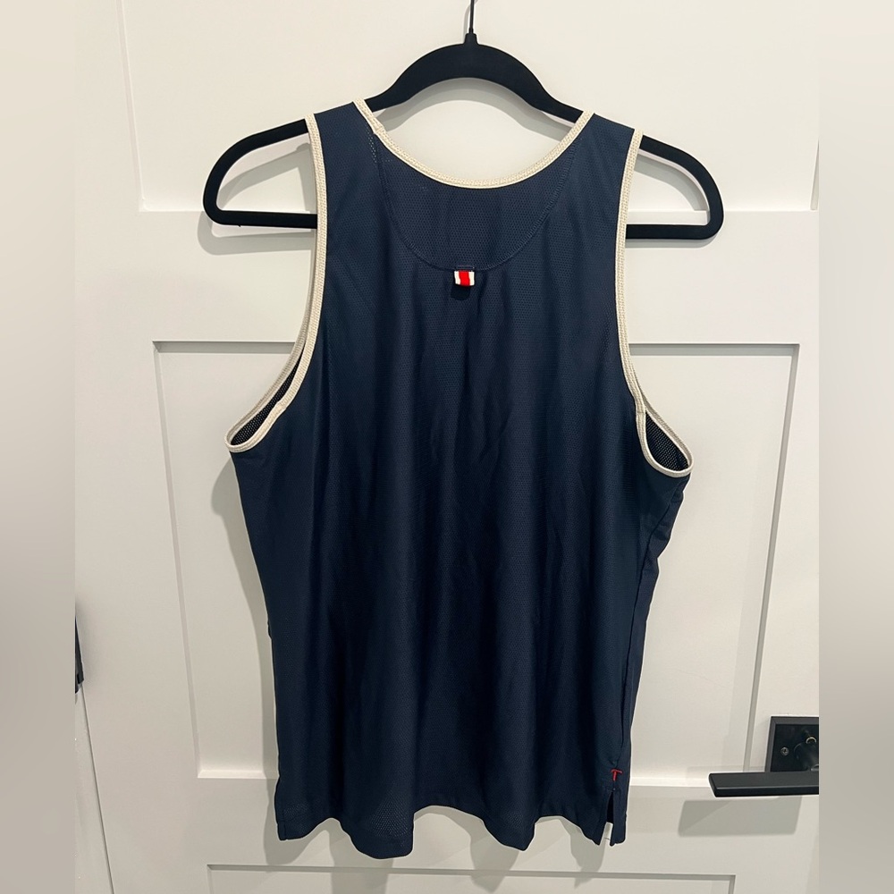 Tracksmith Men’s Van Cortlandt Running Singlet Navy and Ivory - Picture 3 of 5